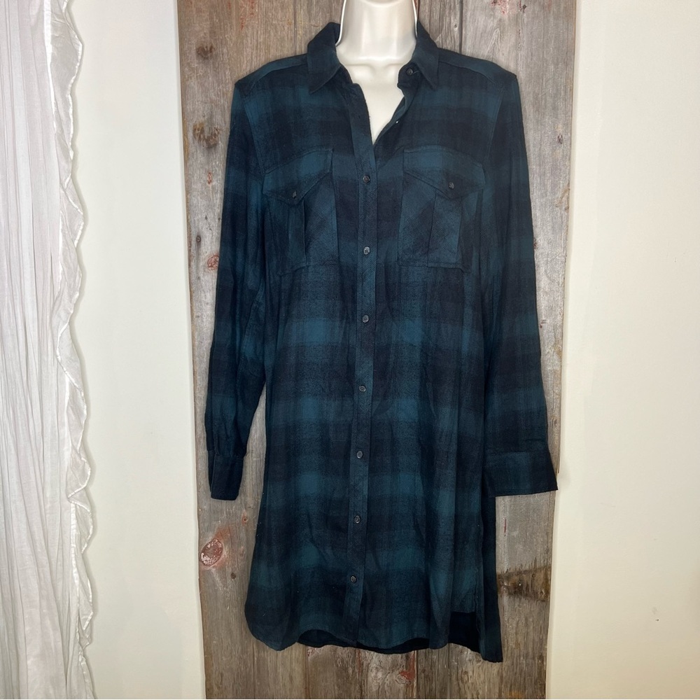 Wilfred Free Aritzia Veronica Plaid Flannel Shirt Dress Grunge Boho M - Picture 12 of 12